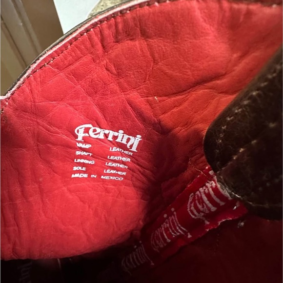 Brown Leather Ferrini Ladies Cowboy Boots with Gold Accents size 8 1/2 NWOT - Picture 6 of 7